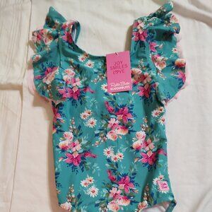 Ruffle Butts Girls size 6 Floral Swimwear One Pc Bathing Suit